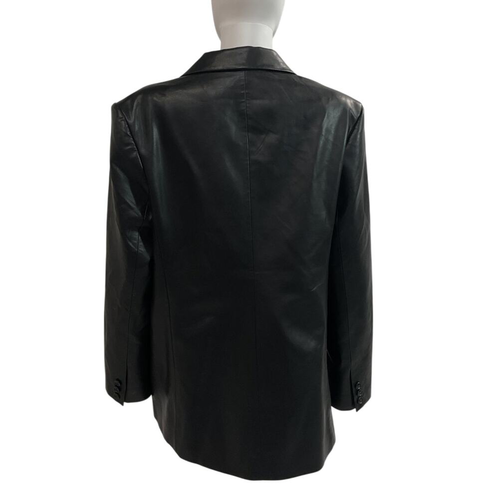 Wayf Sleek Black Faux Leather Blazer Size L - Picture 3 of 5